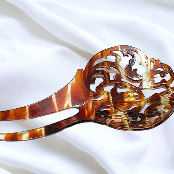 🌺Vintage Celluloid Tortoise Shell Hair Comb - Picture 7 of 11